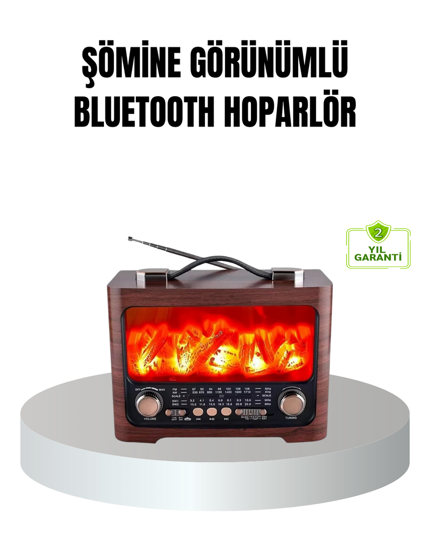 1241353_1-162.png Solar Şarjlı Şömine Alev Efektli Bluetooth Hoparlör 7W Taşınabilir Ses Sistemi - Görsel 1