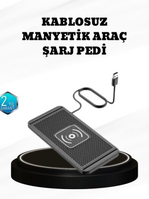 15W Manyetik Kablosuz Şarj Pedi Araç Masa Kullanımına Uygun Qi Şarj Cihazı