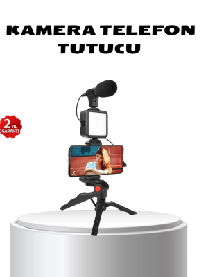 Video Çekim Kiti Tripod LED Işık Harici Mikrofon ve Bluetooth Kumanda Seti