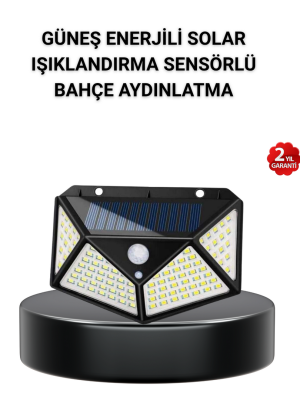 Solar Bahçe Lambası 100 LED Hareket Sensörlü Güneş Enerjili Aydınlatma