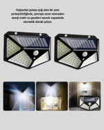 Solar Bahçe Lambası 100 LED Hareket Sensörlü Güneş Enerjili Aydınlatma - Görsel 4