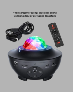 Galaxy Yıldız Projektör Çok Renkli Ayarlı Parlaklık Uzay Atmosfer Işığı - Görsel 4