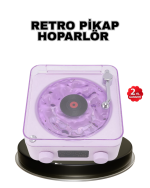 Projektör Işıklı Retro Hoparlör Bluetooth AUX USB Hafıza Kartlı 360° Sesli Şarjlı