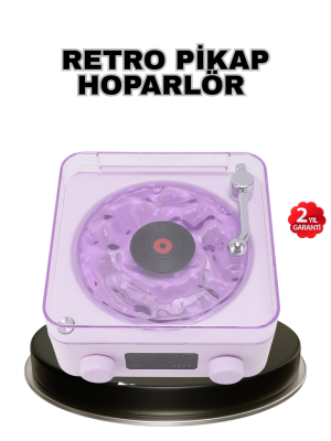 Projektör Işıklı Retro Hoparlör Bluetooth AUX USB Hafıza Kartlı 360° Sesli Şarjlı