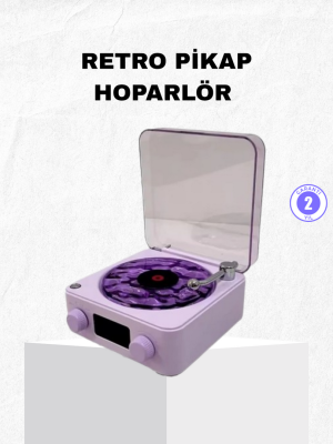 Retro Pikap Hoparlör Bluetooth AUX USB Type-C Projektörlü 360° Sesli Taşınabilir