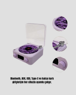 Retro Pikap Hoparlör Bluetooth AUX USB Type-C Projektörlü 360° Sesli Taşınabilir - Görsel 3