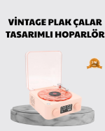 3-ü-1 Gece Işığı Bluetooth Hoparlör ve Dijital Saat Vintage Plak Çalar Tasarımlı