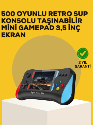 Taşınabilir El Konsolu 500 Oyunlu – Geniş Ekran ve Uzun Pil Ömrü