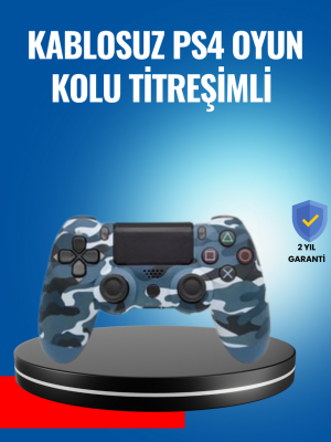 Bluetooth Kablosuz PS4 Gamepad Çift Motorlu Siyah Controller