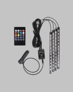 RGB Araç İçi LED Aydınlatma 12V 48 LED Müzik Kontrollü 4 Şerit Set - Görsel 2