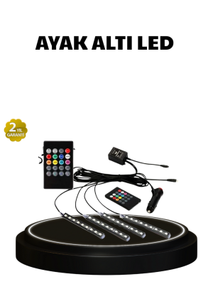 RGB Müzik Kontrollü Araç LED Işık Seti 48 LED 12V Uzaktan Kumandalı