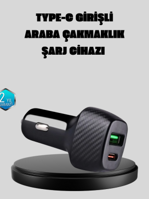 PD Destekli 38W Araç Şarj Başlığı Type-C + USB Çift Çıkış Hızlı Şarj