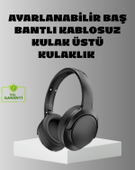 Siyah Kablosuz Bluetooth Kulaklık 300 mAh Hızlı Şarj Katlanabilir Pedli