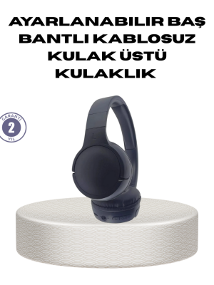 Bluetooth 5.0 Siyah Kablosuz Kulaklık 18 Saat Batarya Katlanabilir Tasarım