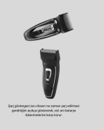 Erkek Tıraş Makinesi Kablosuz Kuru Tıraş Folyo Başlık Yıkanabilir Gövde - Görsel 3