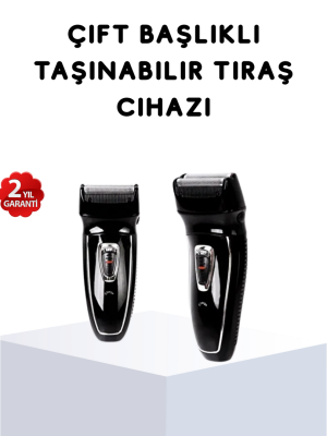 Kablosuz Tıraş Makinesi Çift Başlıklı Kuru Tıraş Folyo Başlık Şarj Göstergeli