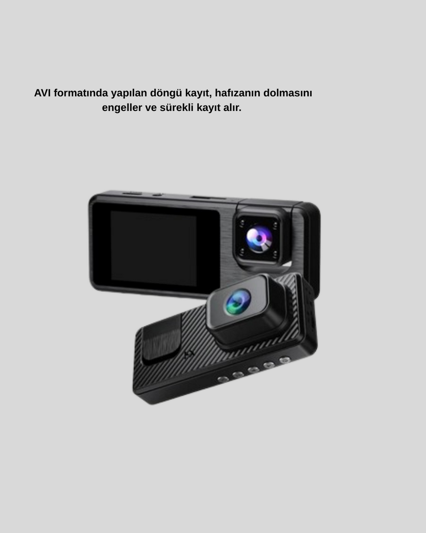 1242331_5-200.png 3 Kameralı Araç DVR 1080P Ön + HD Arka + İç Kamera Döngü Kayıt 2’’ Ekran - Görsel 3