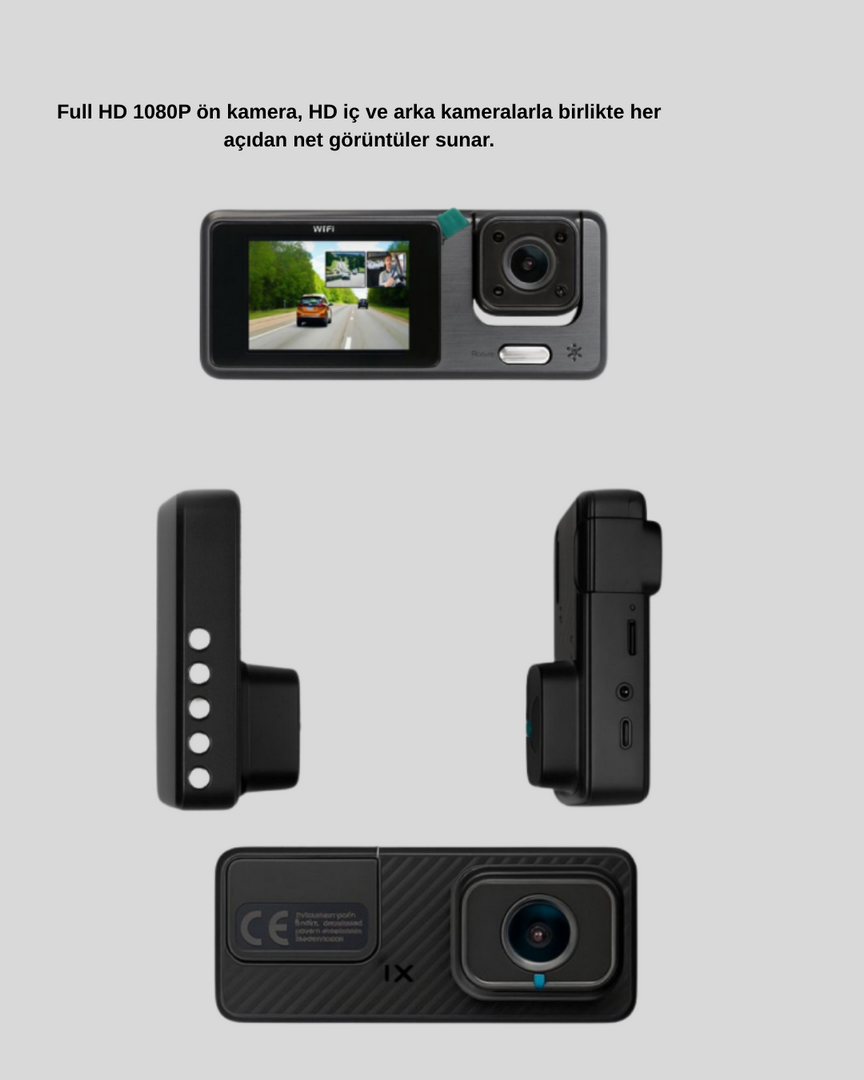 1242331_6-197.png 3 Kameralı Araç DVR 1080P Ön + HD Arka + İç Kamera Döngü Kayıt 2’’ Ekran - Görsel 4