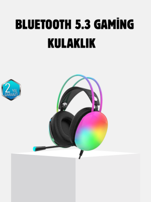 Kablosuz Gaming Kulaklık RGB Aydınlatmalı Bluetooth 5.3 Uzun Pil Ömürlü