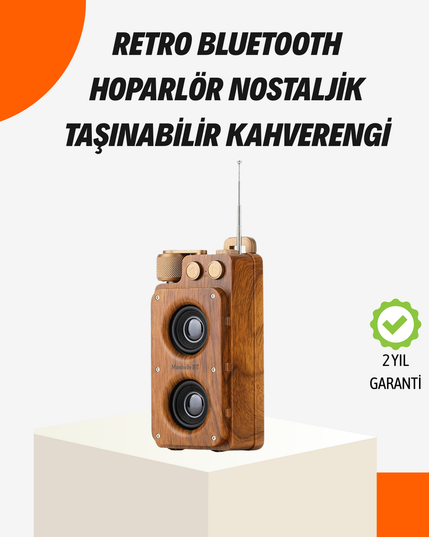 1242456_3-214.png Ahşap Tarzı Kablosuz Hoparlör 5W Güçlü Bass TF USB AUX - Görsel 1