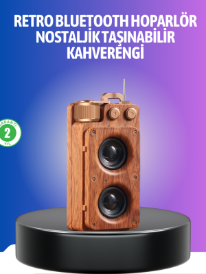 Vintage Tasarımlı Bluetooth Hoparlör Uzun Pil Ömürlü ve FM Destekli