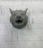 Kurt Başı Duvar Aksesuarı Gri Renk Asılabilir Hediyelik Figür