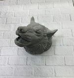 Kurt Başı Duvar Aksesuarı Gri Renk Asılabilir Hediyelik Figür - Görsel 3