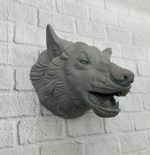 Kurt Başı Duvar Aksesuarı Gri Renk Asılabilir Hediyelik Figür - Görsel 2