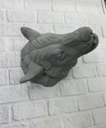 Gri Kurt Başı Figürü Duvar Tipi Dekoratif Heykel Hediyelik - Görsel 4