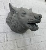 Gri Kurt Başı Figürü Duvar Tipi Dekoratif Heykel Hediyelik - Görsel 5