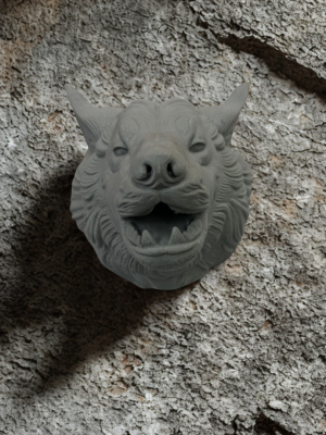 Gri Kurt Duvar Dekoru Asılabilir Dekoratif Heykel Tasarım