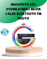 Aux TF Kart FM Destekli Dijital Saatli Kablosuz Şarjlı Hoparlör