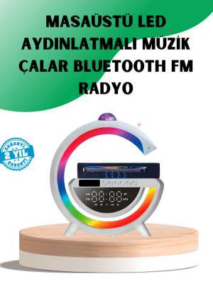 Aux TF Kart FM Destekli Dijital Saatli Kablosuz Şarjlı Hoparlör