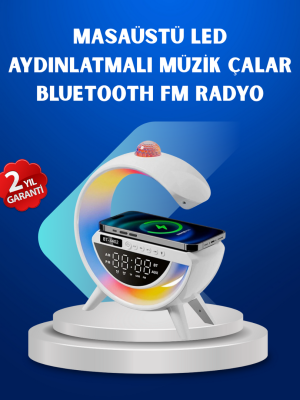 Kablosuz Şarjlı Dijital Saat RGB Işıklı Bluetooth Hoparlör Çok Fonksiyonlu