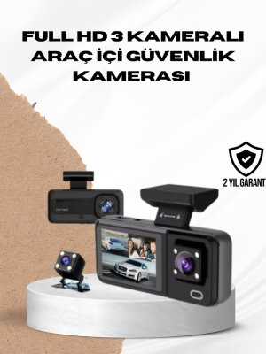 Wi-Fi Bağlantılı Full HD Araç Kamera Seti 3 Kameralı Park Koruma ve Döngü Kayıt