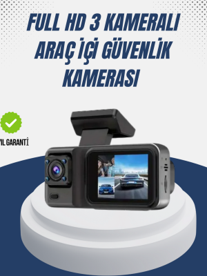 1080P Üç Kameralı Araç Kamerası Wi-Fi Destekli Park Modu ve G-Sensörlü