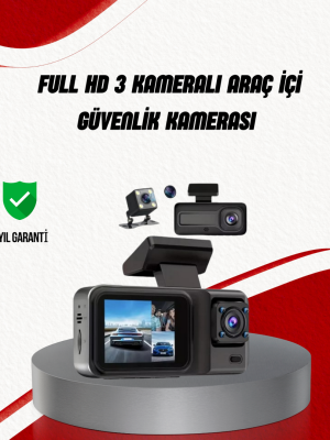 Ön Arka ve İç Kamera DashCam 360° Kapsamlı Full HD Araç Güvenlik Sistemi