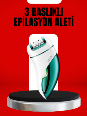 3'ü 1 Arada Epilatör Su Geçirmez Metal Başlıklı LED Işıklı 90 Dakika Şarjlı