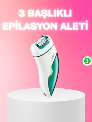 3 in 1 Epilatör Metal Başlıklı IPX5 Su Geçirmez 90 Dakika Şarjlı Epilasyon Cihazı