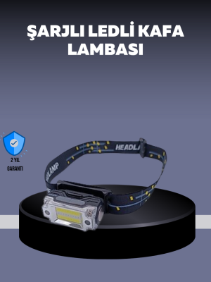 USB Şarjlı Mini LED KAFA Feneri 50m Odak 150m Geniş Aydınlatm