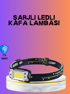 Beyaz Led Işık Sensörlü Kafa Lambası Lityum Batarya Led El Fenerli Şarjlı