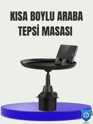 360° Döner Araç Bardaklık Tepsisi Geniş Yemek Alanlı Telefon Standlı