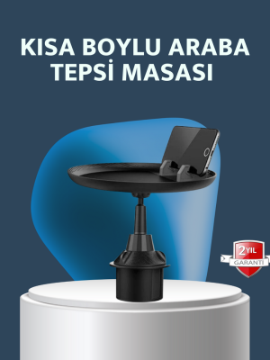 Araç İçi 360° Ayarlanabilir Bardaklık Tepsisi Geniş Yüzeyli ve Telefon Standlı