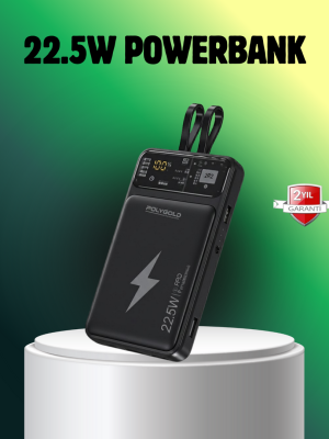 Powerbank Dahili Ekranlı 10000 mAh Çift Kablolu