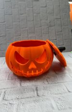 Kapaklı Balkabağı Dekor Kutusu 21×15 cm Halloween Temalı Saklama - Görsel 2