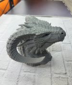 3D Ejderha Başı Heykeli Koleksiyonluk Dekoratif Figür 22x17 cm - Görsel 2