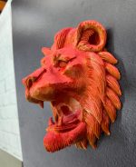 Gold Kırmızı Aslan Duvar Dekoru Asılabilir Hediyelik 3D Heykel 20x21 cm - Görsel 4