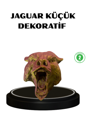 Gold Kırmızı Jaguar Duvar Dekoru Asılabilir Hediyelik 3D Heykel 20x16 cm