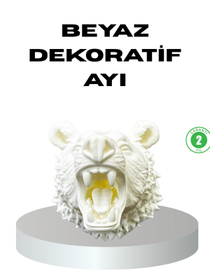 Özel Tasarım Beyaz Ayı Duvar Aksesuarı 3D Dekoratif Heykel 25x19 cm