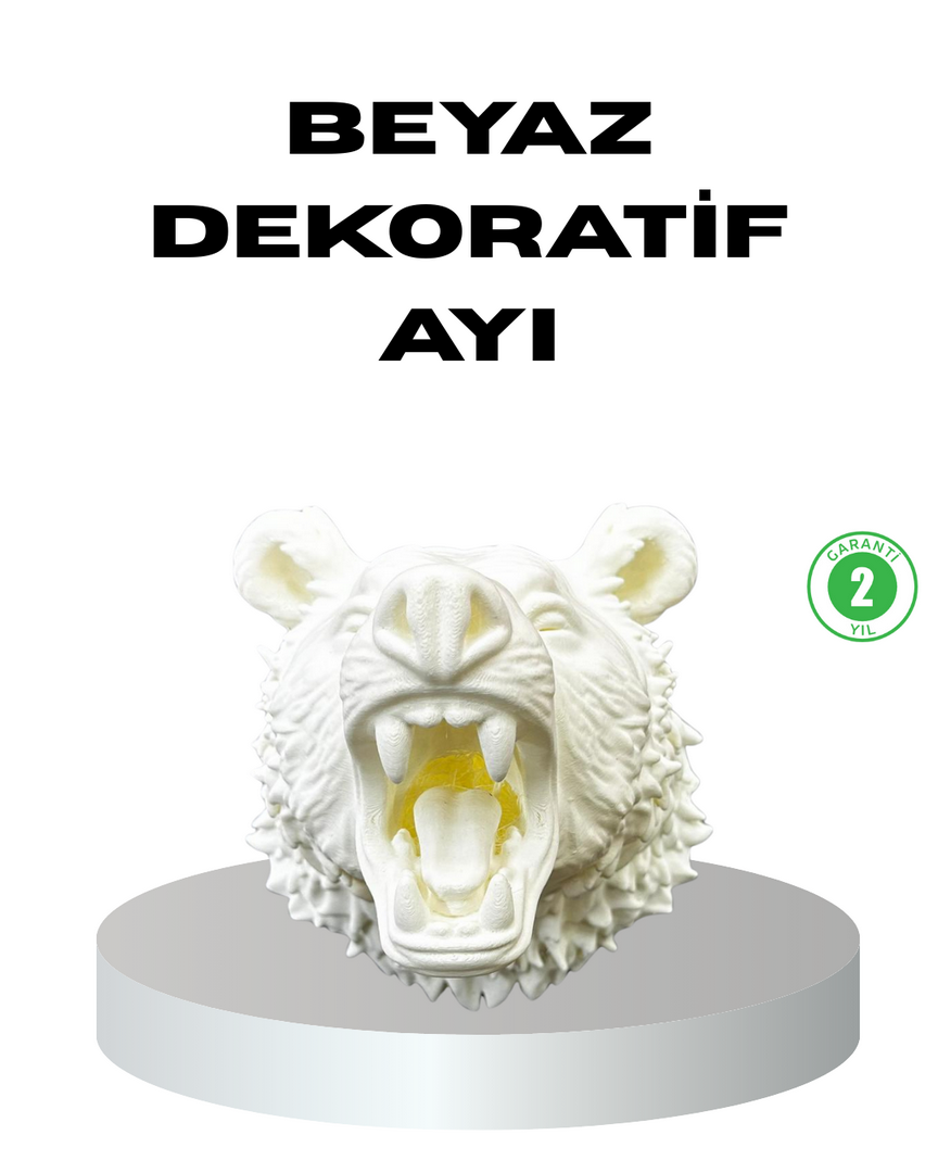 1242979_5-221.png Özel Tasarım Beyaz Ayı Duvar Aksesuarı 3D Dekoratif Heykel 25x19 cm - Görsel 1